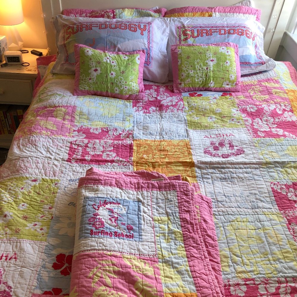 Pottery Barn KIDS 2Pink Island Surf Twin Bed Sets